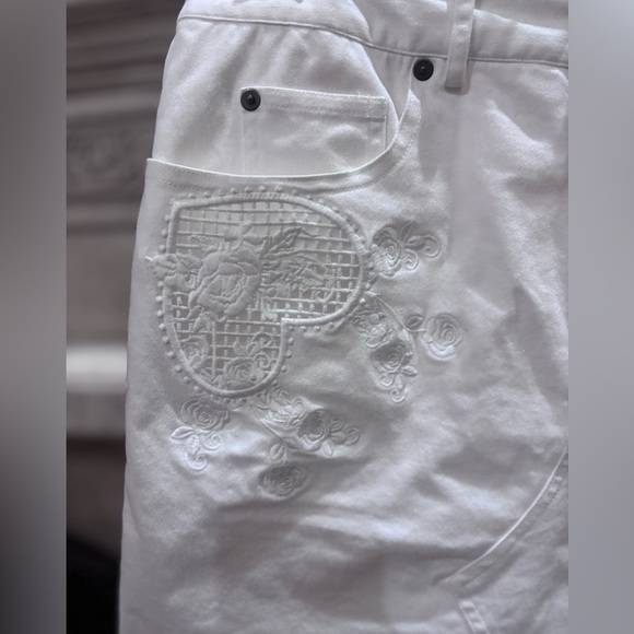 White Denim Distressed Skirt Size 8 Rebecca Minkoff - Picture 2 of 11